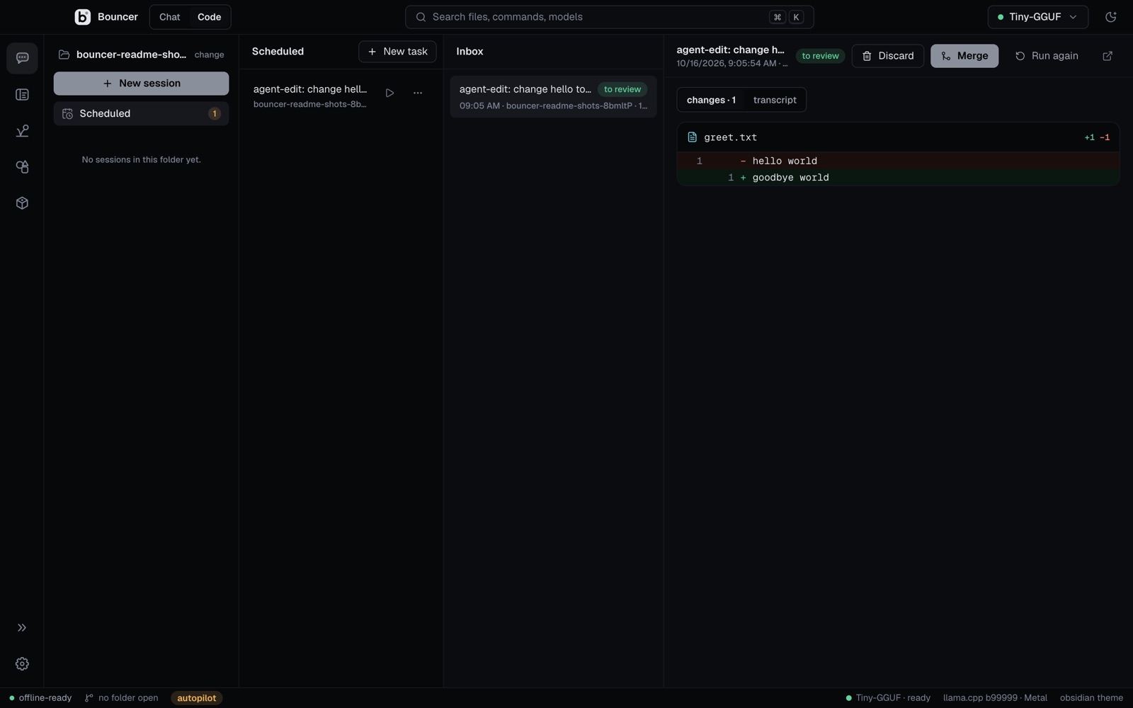 Scheduled coding tasks in the obsidian theme
